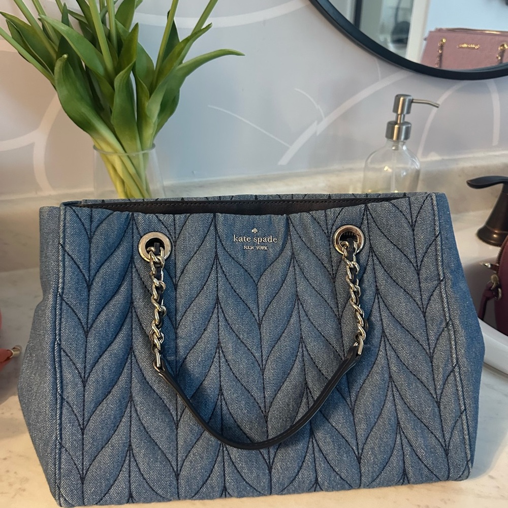 Kate Spade Denim Blue Quilted Tote